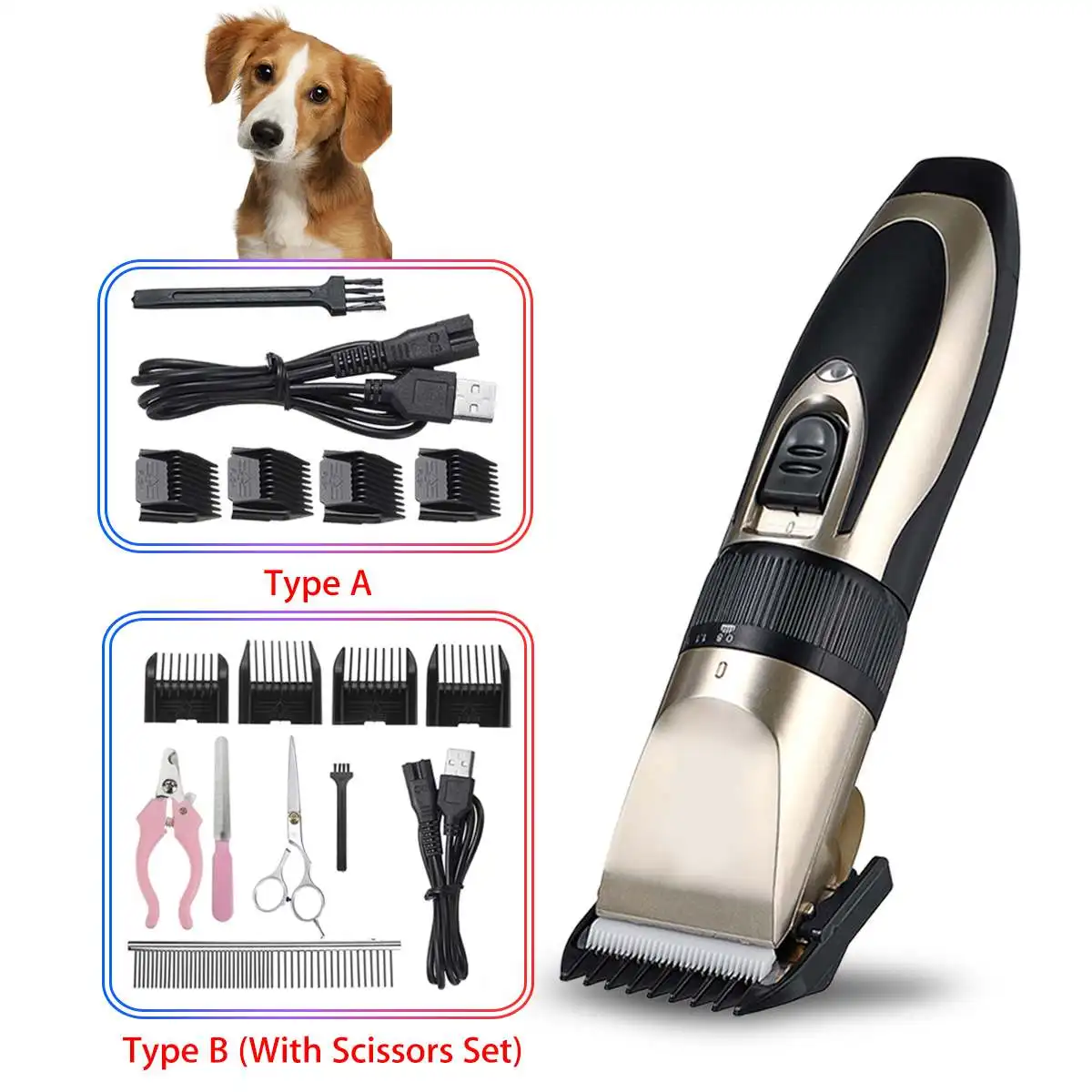 Профессиональный электрический триммер для стрижки собак, машинка для стрижки, беспроводной Перезаряжаемый триммер для кошек с низким уровнем шума, набор для стрижки волос, резак для ухода