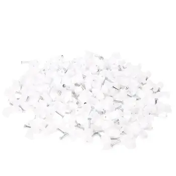 

200 Pcs 10mm Diameter Electric Cable White Plastic Circle Nail Clips