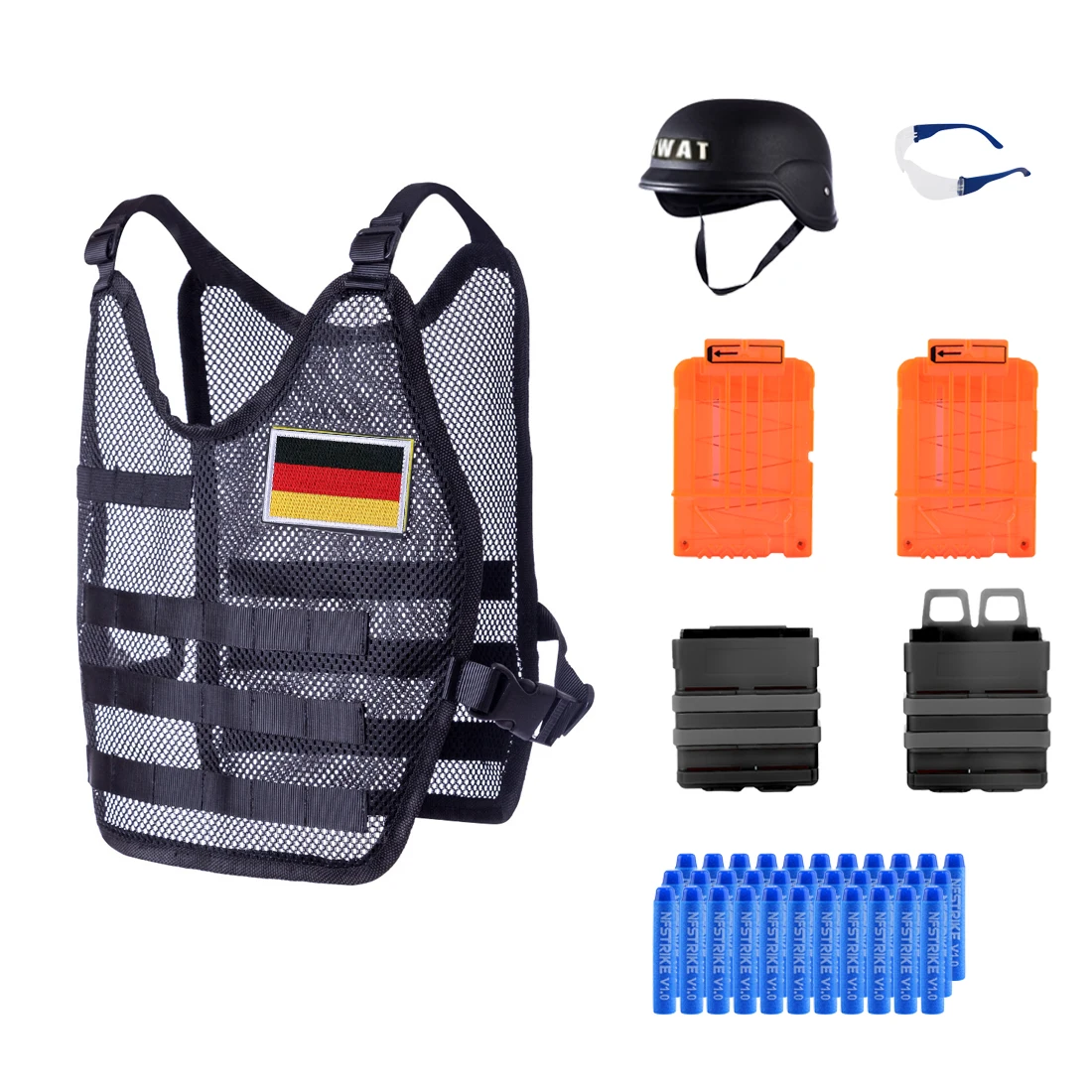 

MODIKER German Style Lightweight Tactical Equipment SWAT Costume Set for Nerf Game /6-12Years 65-90cm waist Boys for CS Cosplay