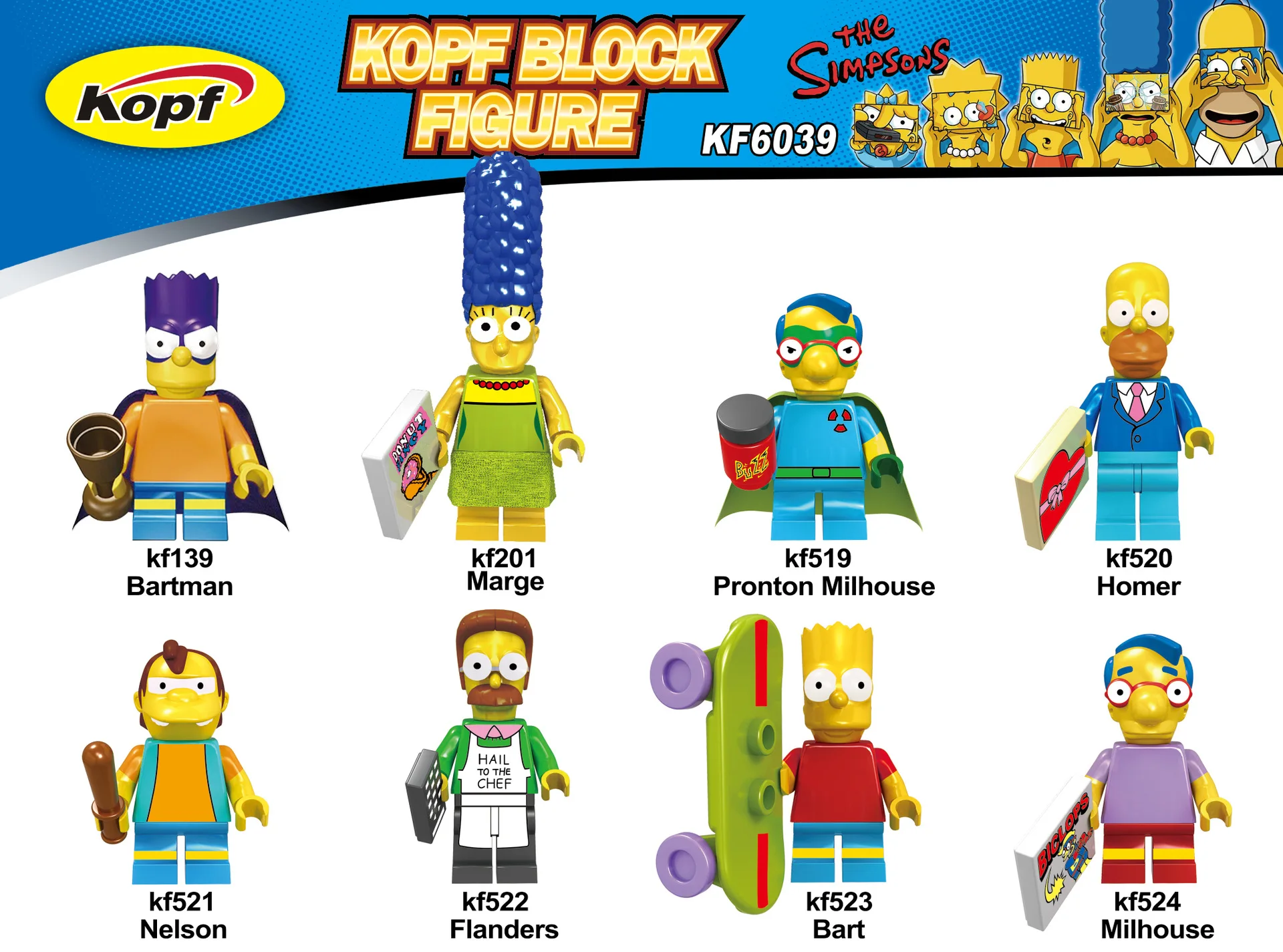 

Legoed Catoon The Simpsons Figure Bart Batman Marge Pronton Milhouse Homer Nelson Flanders Building Blocks Toy for Children Gift
