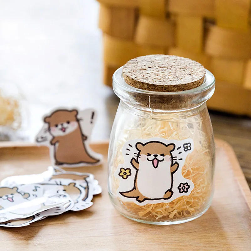 45Pcs/Box Cute Stickers Kawaii Cartoon Otter Adhesive Stickers For DIY Diary Photo Album Decorative Scrapbooking Stickers