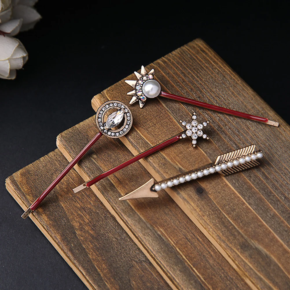 

4pcs Hair Pins Rhinestone Decorative Arrow Alloy Hair Barrette Hair Clips Hair Accessories for Ladies Women