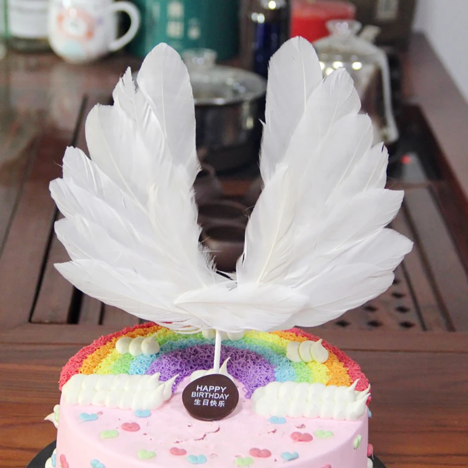 Ангельские крылья из перьев флаг торт топперы для свадьбы День рождения выпечки Десерт торт верхние украшения поставки TS003
