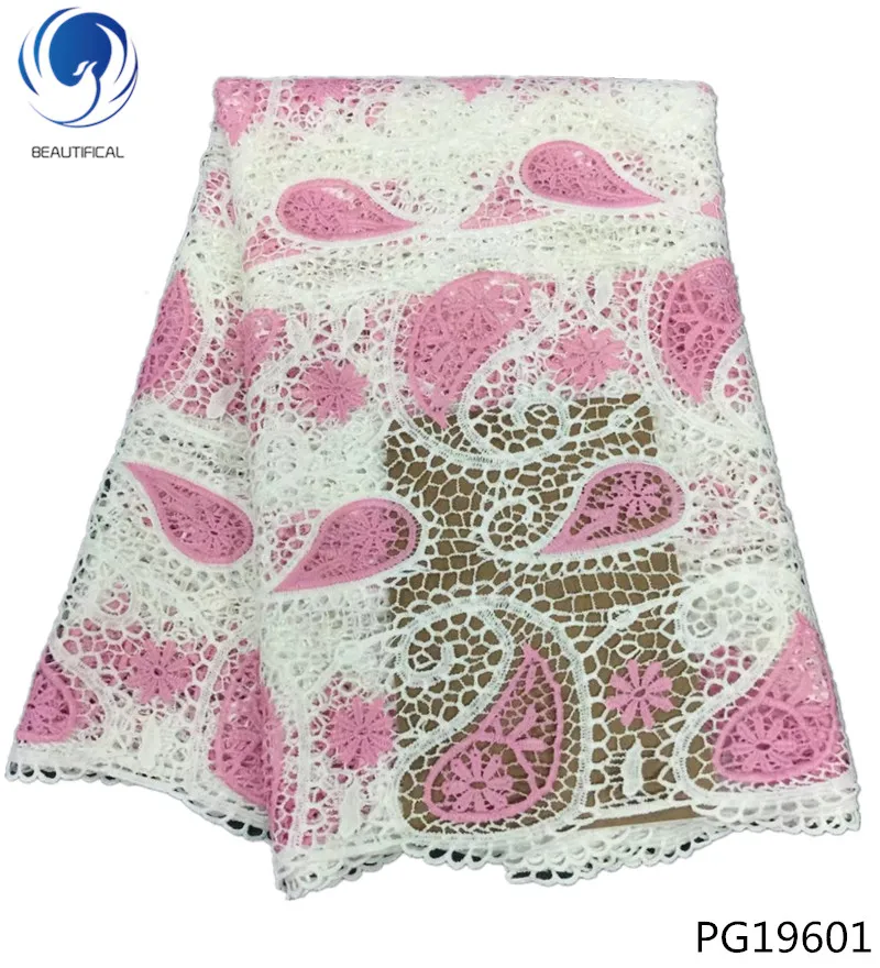 

BEAUTIFICAL cord lace fabric guipure lace fabric pink color beautiful 5yards water soluble lace fabric for women dresses PG196