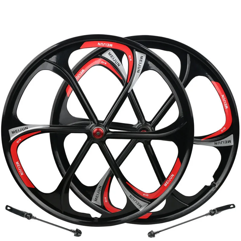 US $131.12 MTB 6 spokes mountain bike wheels magnesium alloy wheels 26 inches Mountain Bicycle Wheel parts bike rims