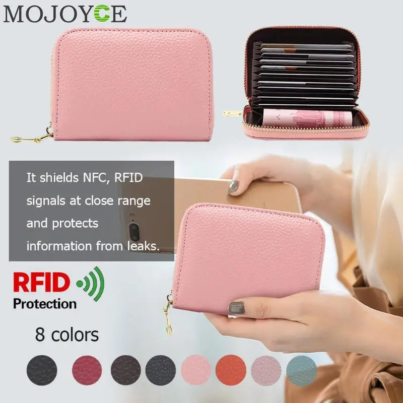 Women Business Card Holder Cow Leather Card Wallet Prevent