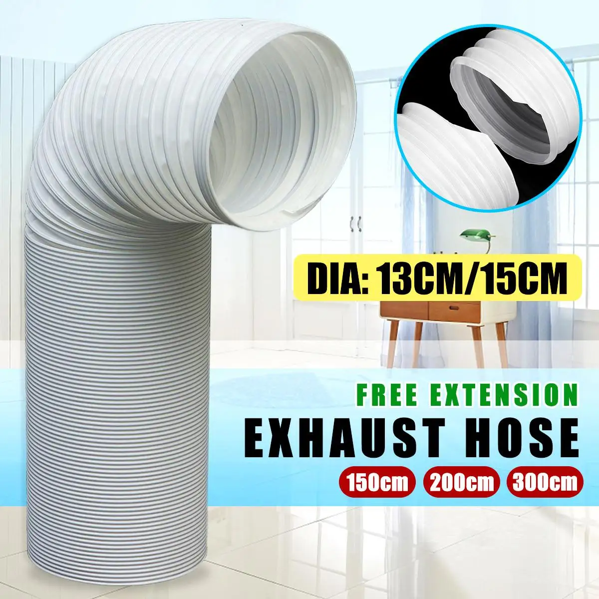 59"118" Exhaust Hose Vent 5.1" Dia Free Extension For Portable Air