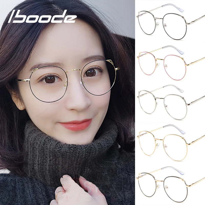 

iboode 2019 New Cat Eye Finished Myopia Glasses Women Men Short Sight Myopic Eye Glasses Blue Light Spectacles Diopter -1.0~4.0