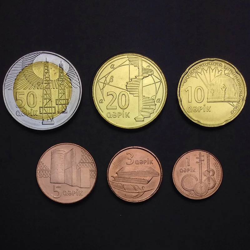 

A-1 Azerbaijan Set 6 Coins, 5 3 1 10 20 50 Qapik, UNC, Uncirculated, Collectibles, Gift, 100% Real original Genuine Coin, Asia