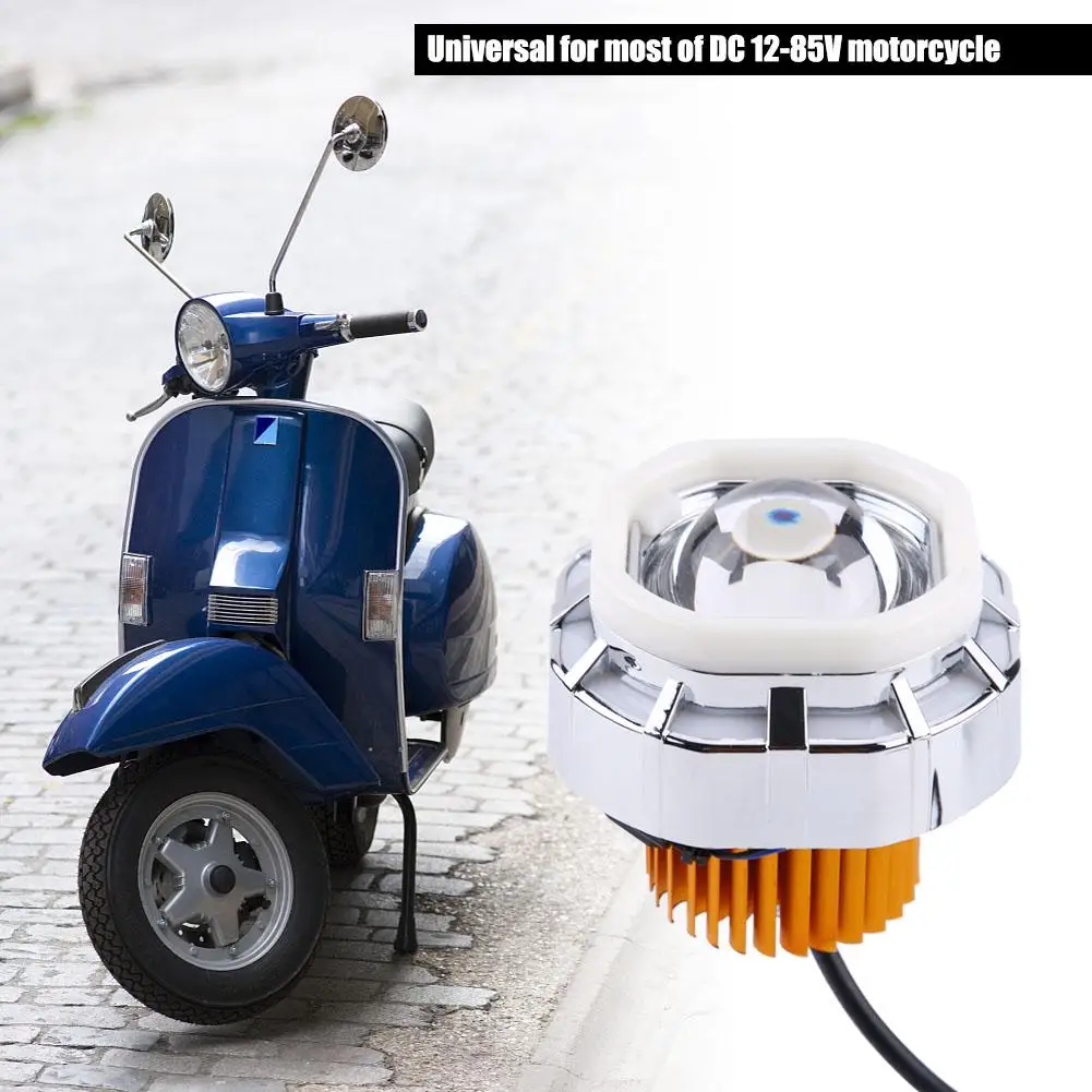 

12-85V Motorcycle LED Headlight Projector Lens Dual Halo Double Angel Devil Eye Spot Light Aluminum Alloy