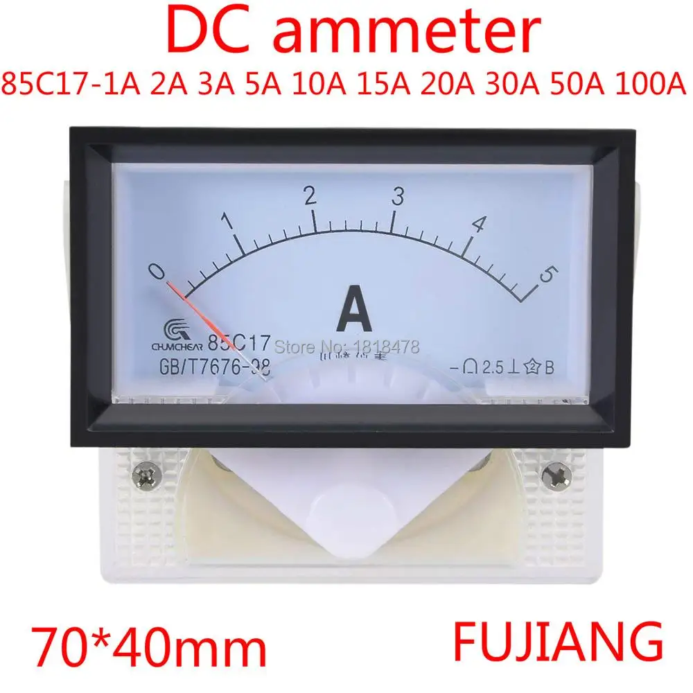 85C17 аналоговый ток Панель метр DC 1A 2A 3A 5A 10A 15A 20A 30A 50A 100A Амперметр для тестирования цепи Амперметр тестер
