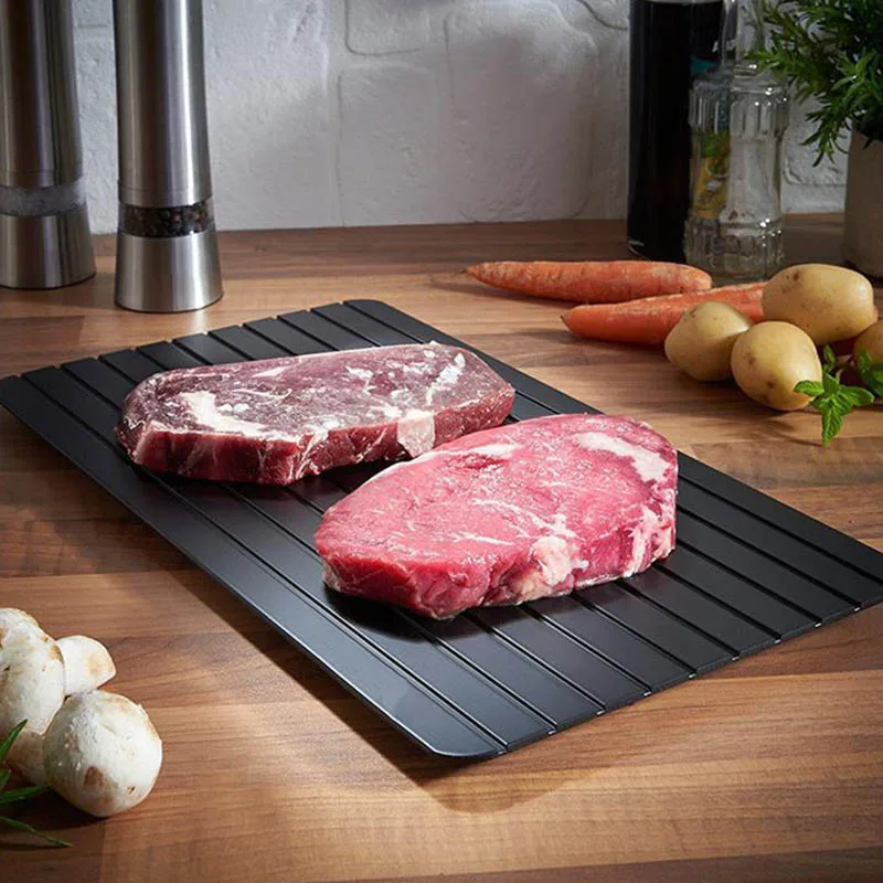 

Defrosting Meat Trays Kitchen Tool Freeze Food Thawing Plate Safety Way Aluminum Defrosting Tray 1Pcs Fast Portable
