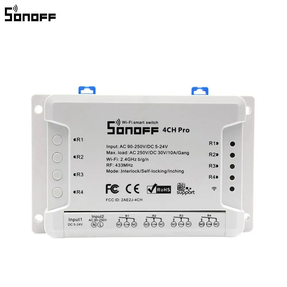 Интеллектуальный выключатель света Sonoff 4CH Pro R2 10A/Gang 4 канальный переключатель Wi Fi
