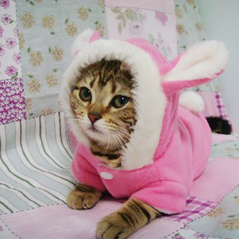 

Pet Cat Clothes For dog Mascotas Costume Clothes For Pet Hoodies Cute Rabbit Cat Clothing Fleece Warm Pet Cat Jacket Outfit