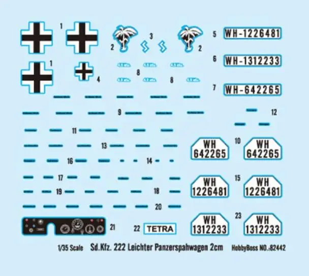 Модель Hobbyboss Kit 82442 1/35 WW II немецкий Sd.Kfz.222 Leichter Panzerspahwage|Наборы для сборки моделей| |