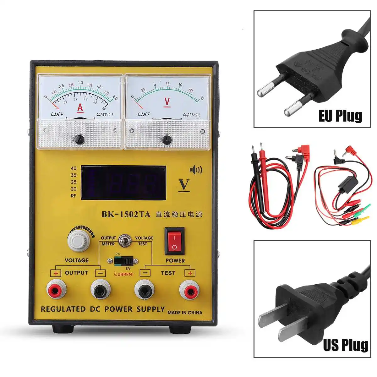

110V/220V to 15V 2A Portable Digital LED DC Power Supply Adjustable Regulator EU Plug/US Plug Power Supply