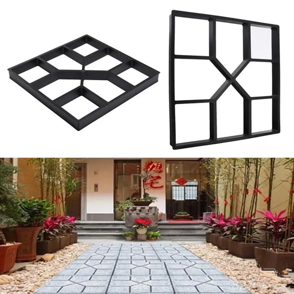 

DIY Paving Mould Black Plastic Making Home Garden Floor Road Concrete Stepping Driveway Stone Path Mold Patio Personality Road