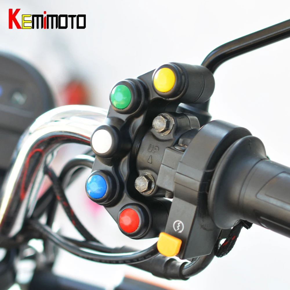 KEMiMOTO Universal 5 button Array Motorcycle Switches Race Bikes