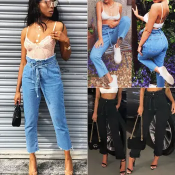 

Women High Waist Skinny Denim Jeans Casual Stretch Jegging Trousers Pencil Pants