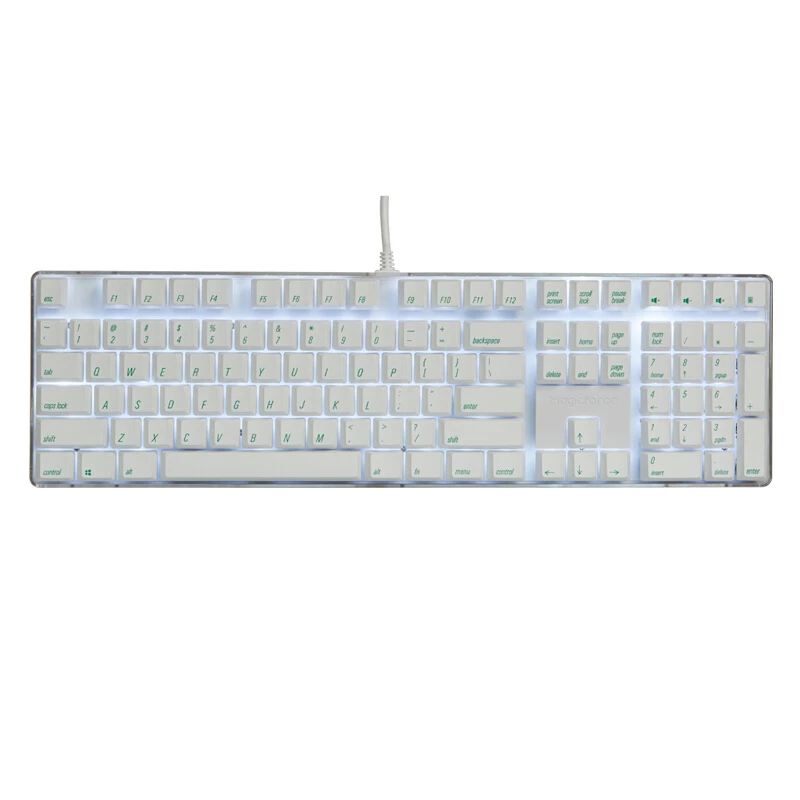 Keycap Magicforce 108 клавишный белый цвет зеленый шрифт Dye sub PBT Keycaps набор ключей для