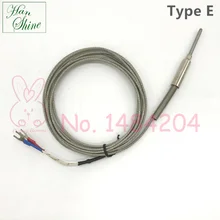 Armored Thermocouple Type E Temperature Sensor Bendable Probe 3mm*30mm High Strength Stainless Steel Braided Wire 2 Meter