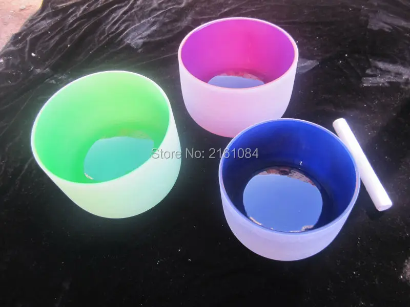 11&quot and 13&quot 2pcs colored frosted crystal singing bowls with any note free suede o-ring | Спорт и развлечения