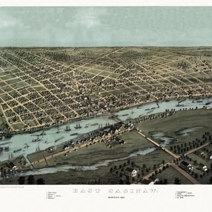 Старая карта Saginaw Michigan 1867 County постер печать (18x24) | Дом и сад