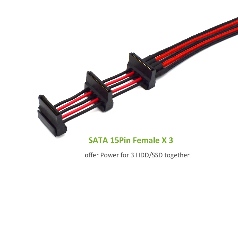Ult лучший SATA 15Pin Мужской до 3 женский 1 в удлинитель питания нейлоновый рукав шнур