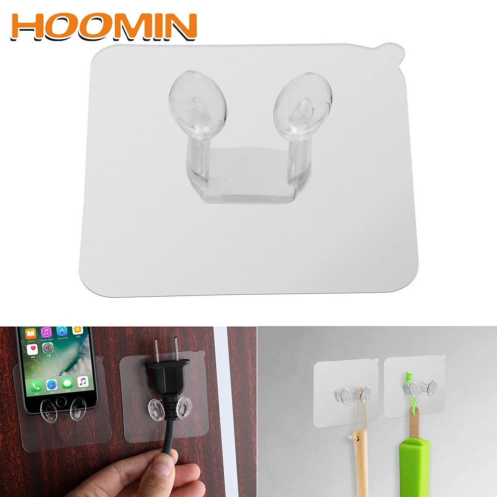 

HOOMIN Power Plug Socket Hanger Holder Wall Storage Hooks Wall Mounted Self Sticky Hooks 5pcs Strong Adhesive Hook
