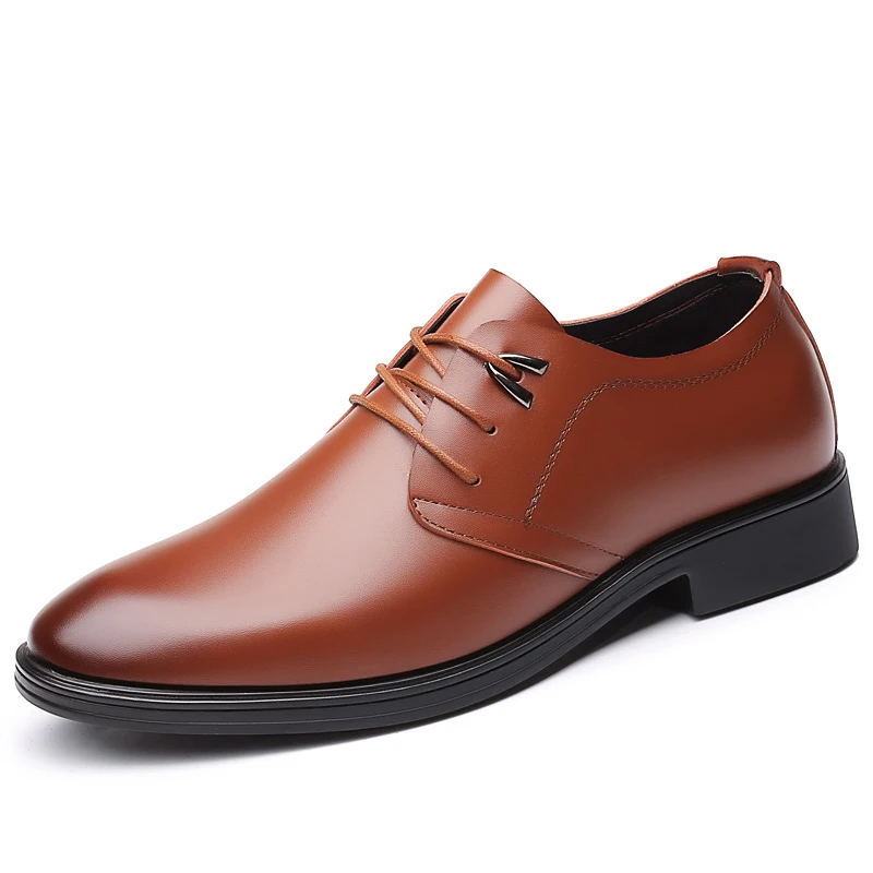

2019 Leather Men Shoes Fashion Men Low Heels Formal Shoes Round Toe Comfortable Office Dress Shoes Plus Size 37-47 Drop Ship