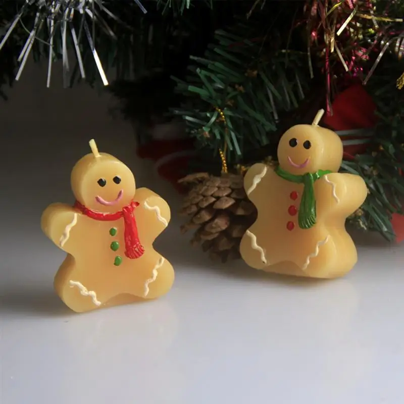 

Christmas Candle Gingerbread Man Creative Gingerbread Man Candle Simulation Gift Decor For Girl Woman (Green Scarf)