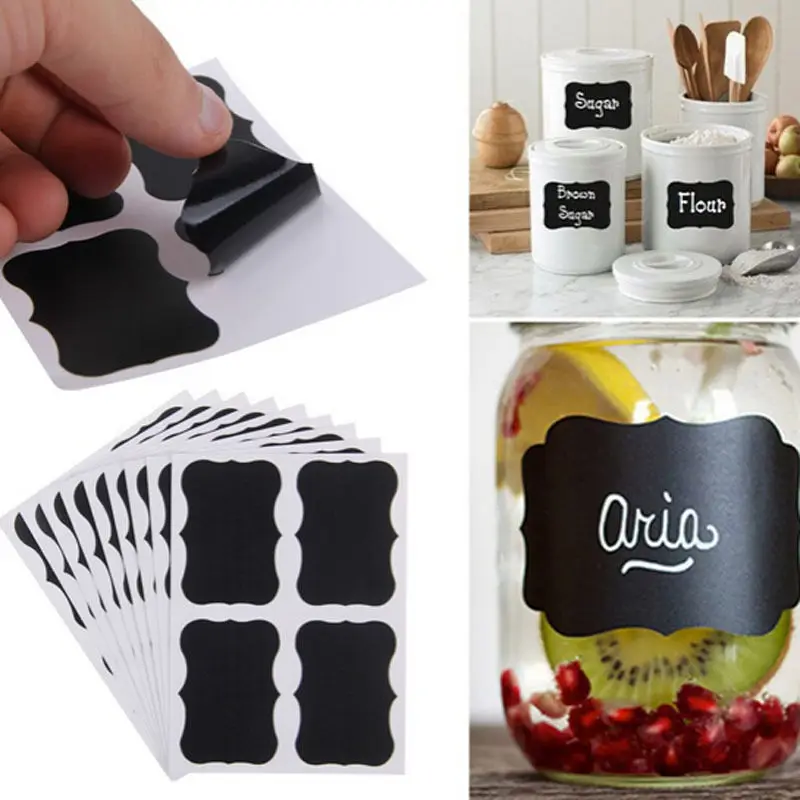 36Pcs Fancy Black Board Kitchen Jar Label 5 x 3.5cm Labels Sticker Decor Chalkboard Scrapbook Stickers | Дом и сад