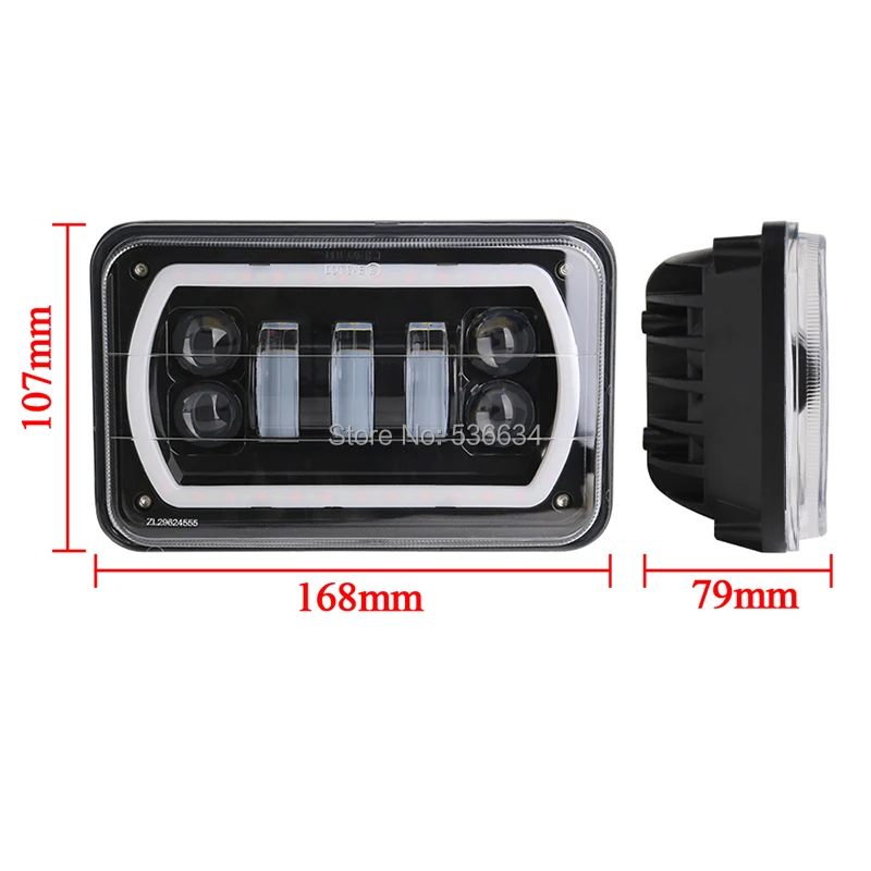 2 шт. "(4x6) проектор светодиодный рабочий светильник Hi/Lo луч с бело-янтарным пучком DRL для седанов, грузовиков, мотоциклов и внедорожных