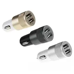Алюминиевое автомобильное зарядное устройство dual USB алюминиевый сплав автомобильное зарядное устройство для iPhone Mini и iPod 2A