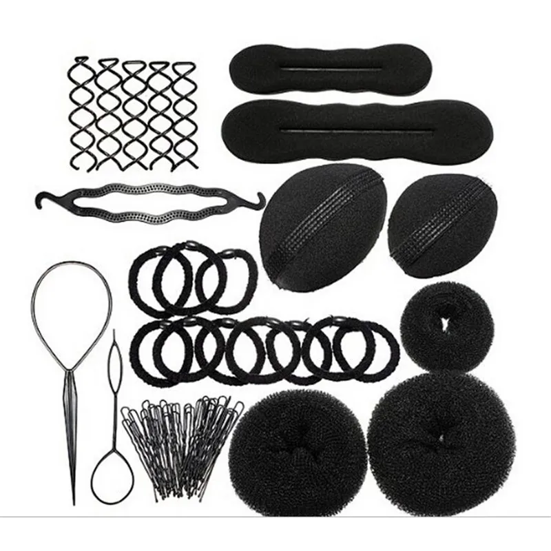

Rakado 1 Set Plastic Pull Needle Dish Tools DIY Accessories Make Twist Disk Kits Pin Clip Round New Hair Sets Black Beauty Women