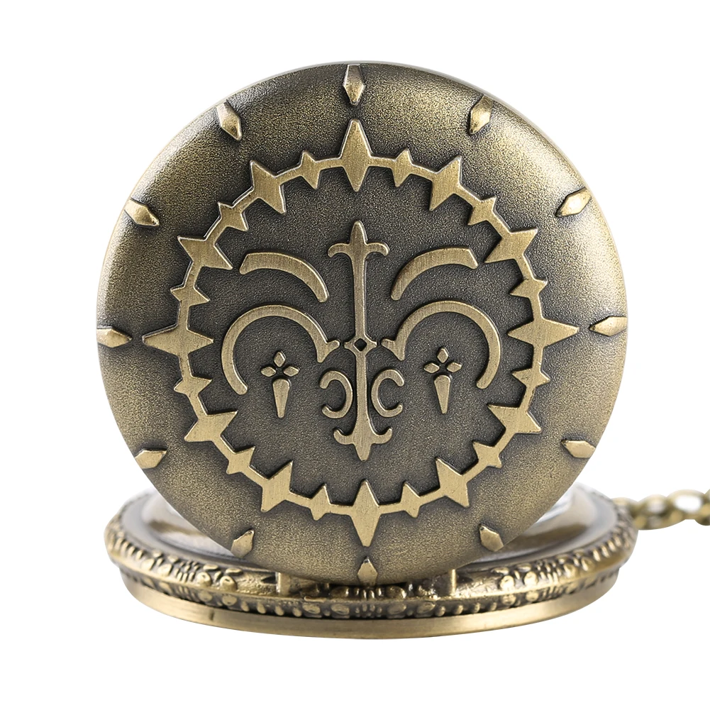 Классические кварцевые карманные часы для мужчин Бронзовый полный карманные часы с крышкой для женщин сплав кулон ожерелье часы звено цепи для друзей