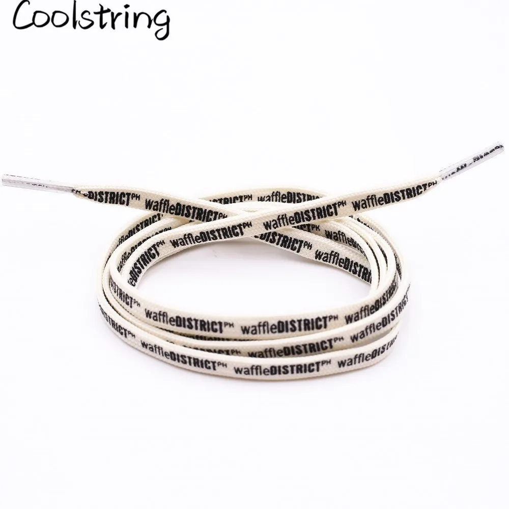 Coolstring Fashion Double Sides English Letter Print Shoelace Polyester Flat Shoe Laces Clothing Sport Bootlaces For Sneakers