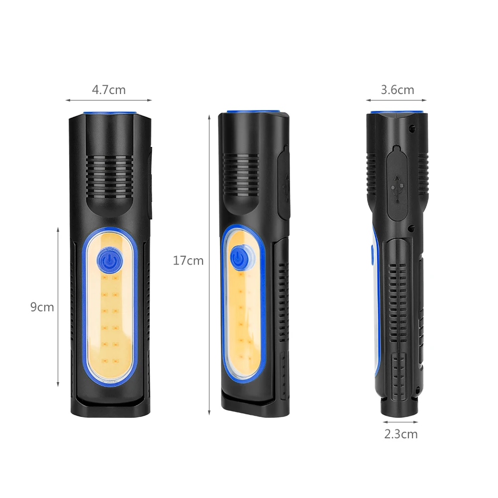 Супер яркий COB светодиодный рабочий фонарик 4 режима инспекционная лампа USB