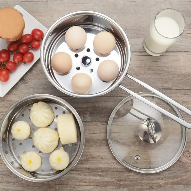 

1 pc Multifunction Double-layer Mini Food Steamer Stainless Steel Cooking Pots Steam Pot for Egg Soup Breakfast Milk