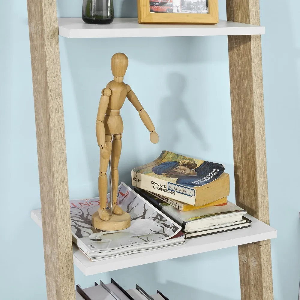 SoBuy FRG229-WN رفوف متدرجة رف جدار خزانة تخزين عرض رفوف رفوف وحدة مع 4 و 1 علبة