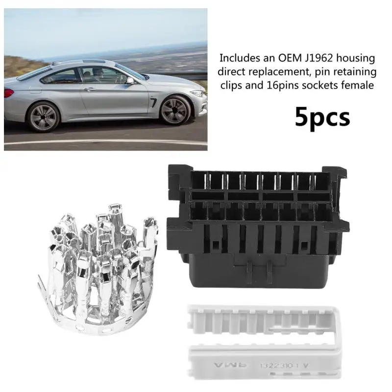 

5PCS OBD2 16Pin Female Connector OBDII Cable Car Auto Adapter Plug Shell Kit for Mercedes Benz BMW Car Repair Tool
