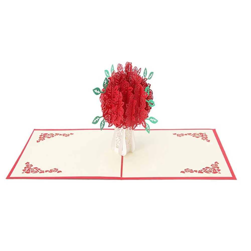  Big Rose 3D Pop UP Greeting Cards Fantastic Flower Handmade Gift Card For Valentine's Day Birthday  - 32977475921