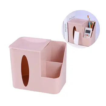 

1pc Tissue Box Plastic Multi-Function Solid Color Glasses Holder Sundries Box Remote Control Holder Desktop Organizer