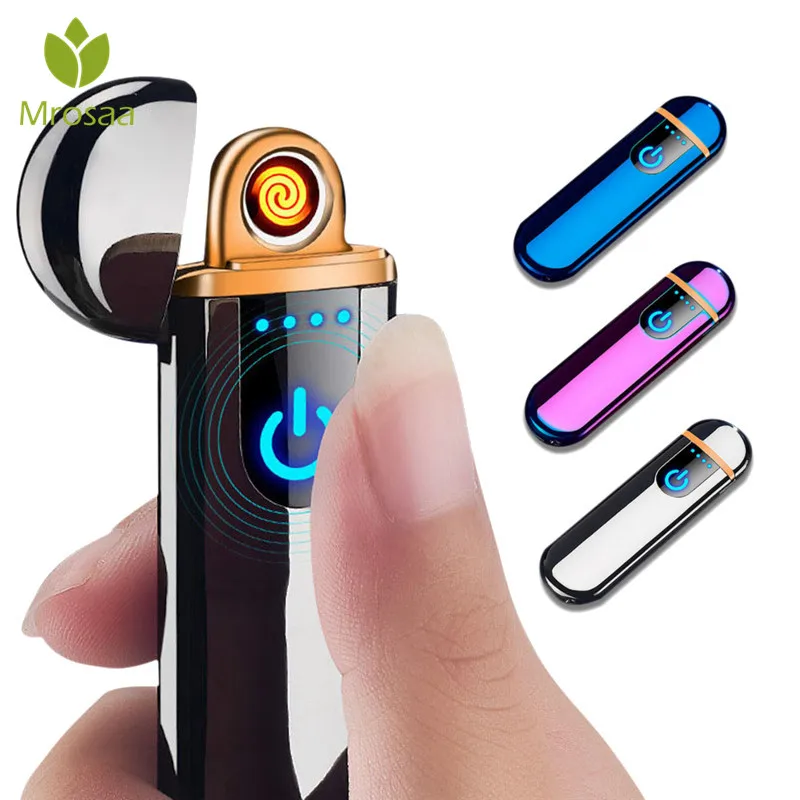 

Fingerprint senstive Mini Lighter Cigarette Lighter USB Lighters Windproof Flameless Rechargeable Electronic Lighter for Smoking