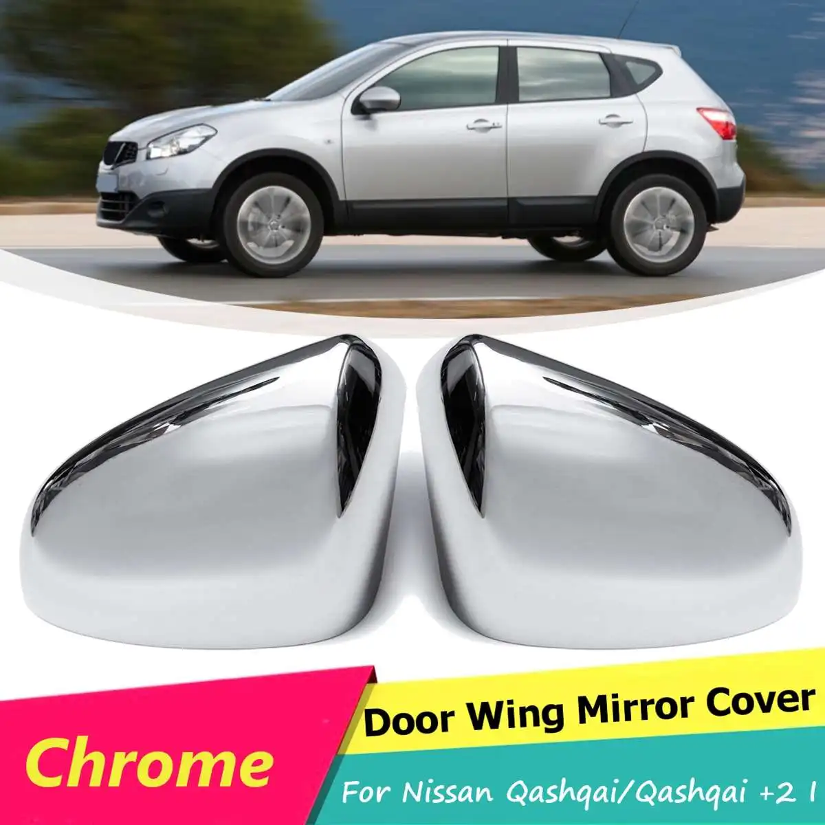 

For Nissan Qashqai 2007 2008 2009 2010 2011 2012 2013 Pair Abs Chromed Side Wing Door Rearview Mirror Cover Trim Car Accessories