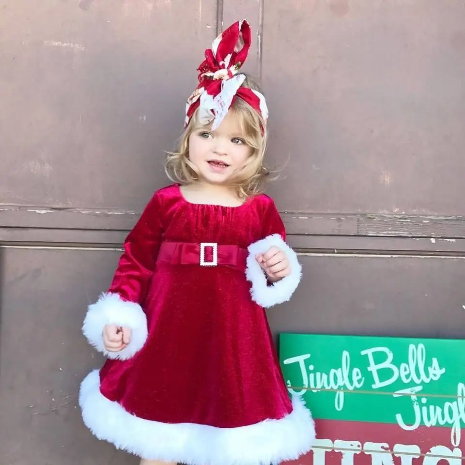 Velvet christmas dress baby Clearance