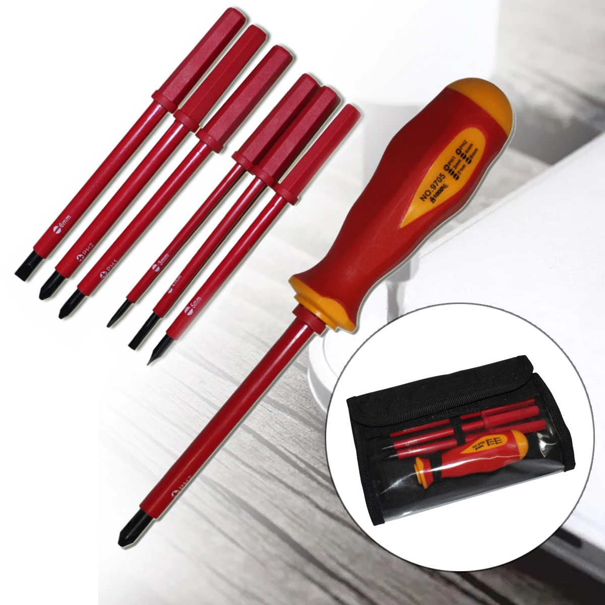 

7Pcs 1000V Insulated Electrical Screwdriver Bits Multifunctional Repairing Slotted Hand Tool Set Mayitr