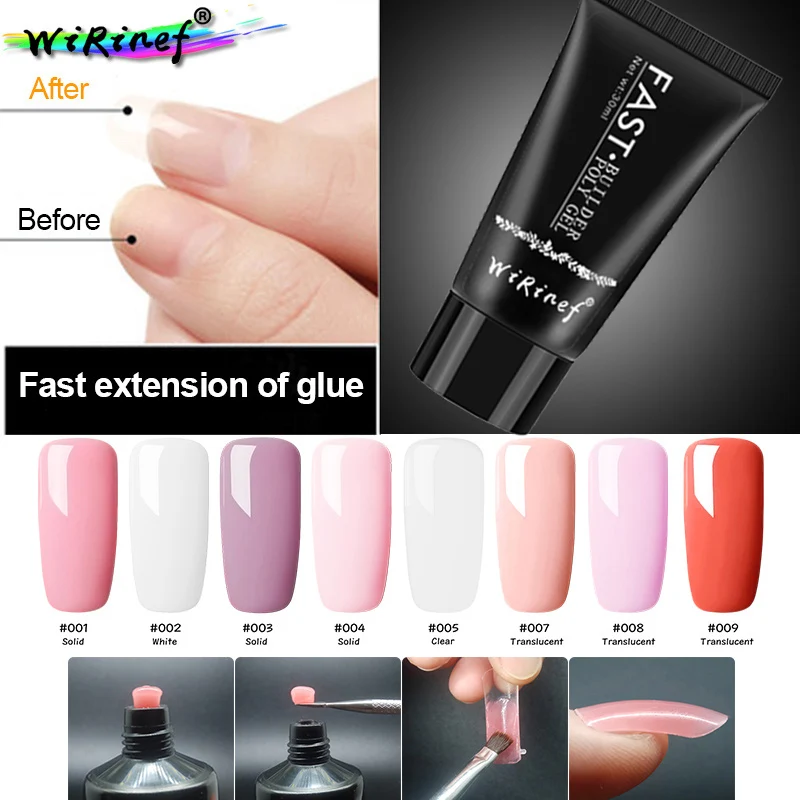 WiRinef 2018 30 мл поли гель розовый УФ быстро строитель удлиненные ногти отмачиваемый