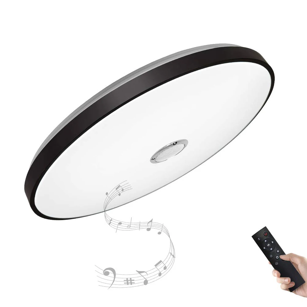 

Intelligent Music Ceiling Lamp Black And White Two Optional 50CM Diameter Remote Control Ceiling Light Energy Saving For Bedroom