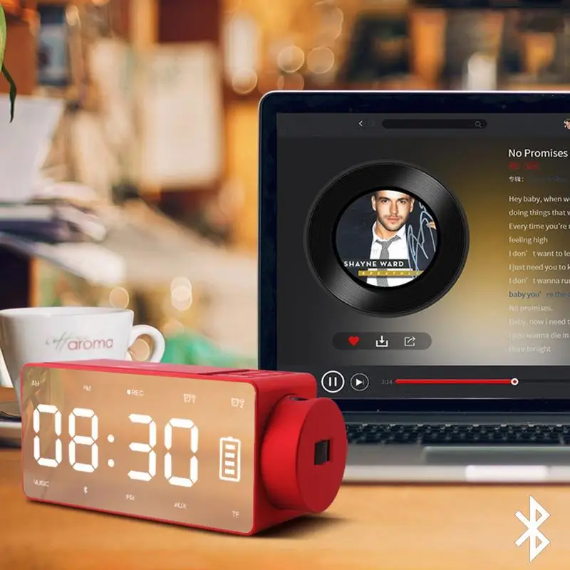 Проекционные цифровые часы с беспроводной зарядкой Bluetooth динамик светодиодный